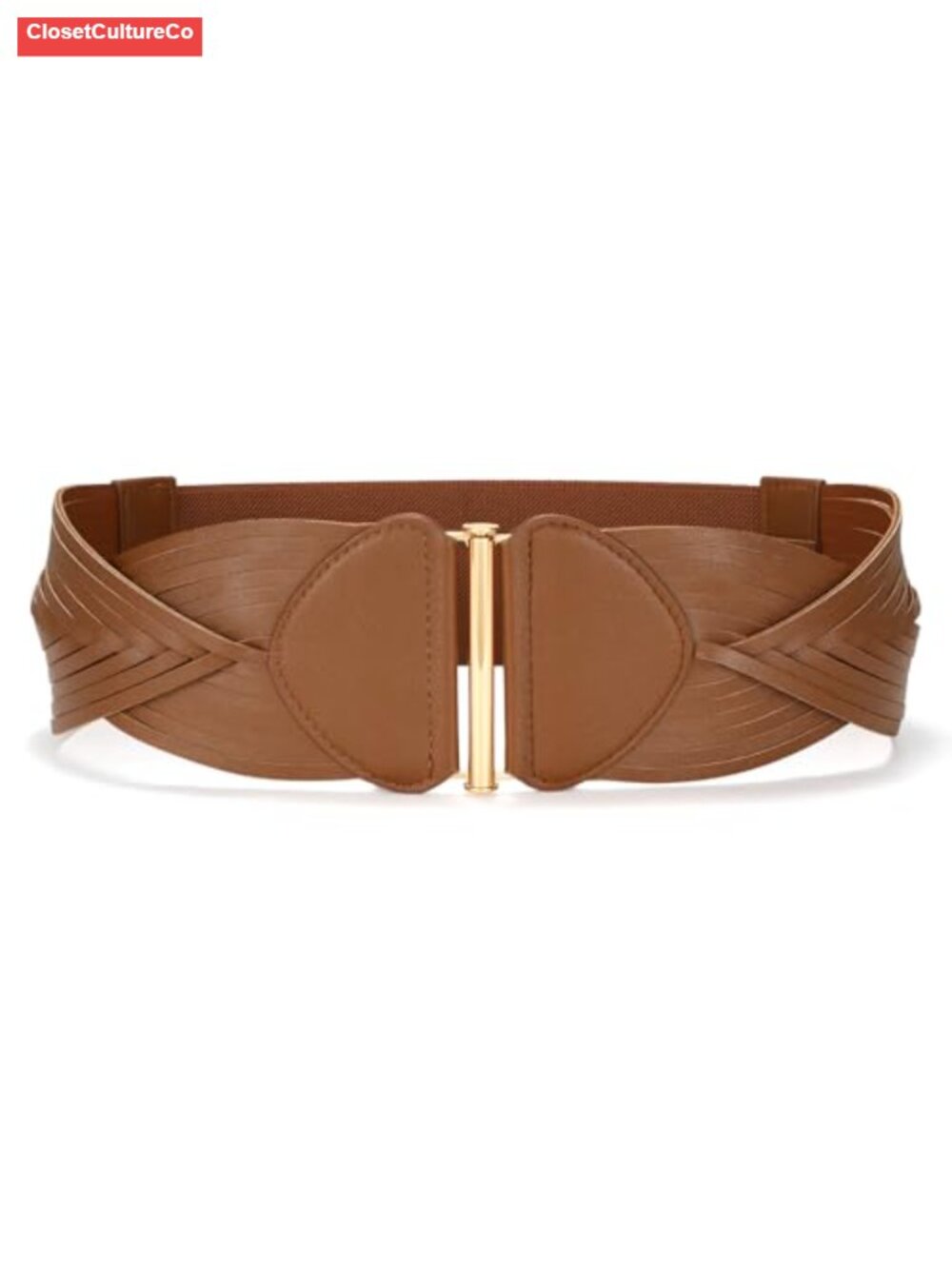 Women's Wide Elastic Waist Belt Faux Leather Stretchy Vintage Cinch Belt for